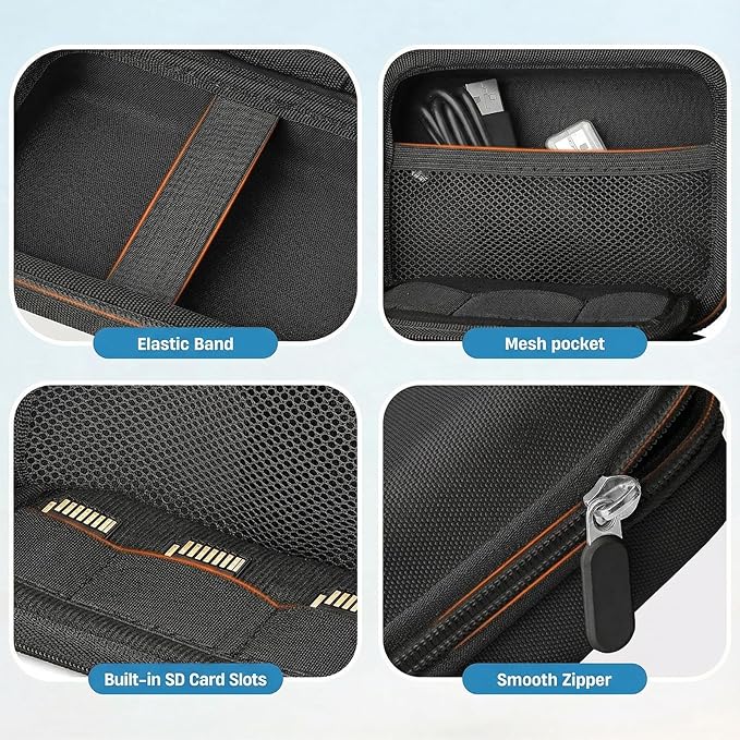 Roseliya Digital Camera Case Compatible with CAMKORY Digital Point and Shoot/for KODAK PIXPRO FZ45/55 16MP Vlogging/for VAHOIALD FHD 1080P/for IWEUKJLO/for Nsoela, Holder for SD Card More (Black)
