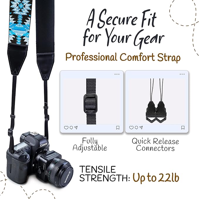 Art Tribute Camera Strap for All DSLR and Mirrorless Cameras. Add Your Name Or Initials Make It a Personalized Gift