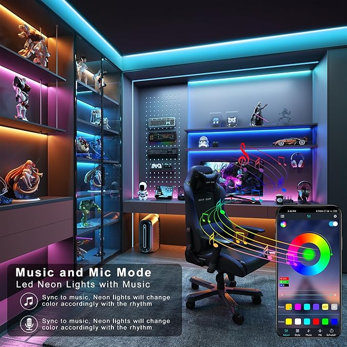 Led Lights for Bedroom 50 ft, Color Changing Led Strip Lights with App & Remote Control, Dimmable RGB Music Sync Lights for Bedroom with Timer, Ideal for Party, Home Decoration, Gaming