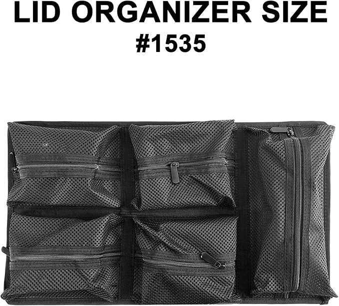 UPGRADED LAFENLIN Lid Organizer for Pelican 1535 Case [No More Clutter] - 5-Pocket Thick Mesh Panel for Photographers & Field Technicians, Installs with Screws & Hook and Loop, Secures Gear in Transit