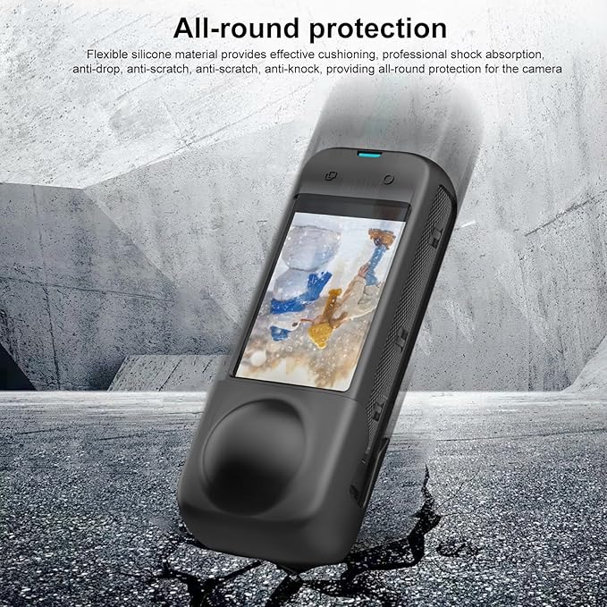 PULUZ Silicone Protective Case for Insta360 X4 with Lens Cap, Soft Camera Protective Cover and Standard Lens Guard for Insta 360 X4 Accessories(Black)