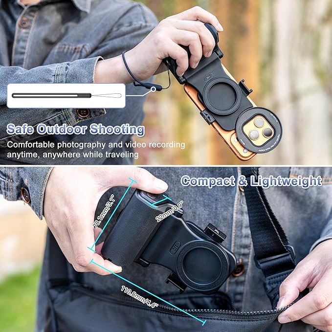 Upgraded 67mm Magnetic Phone Lens Filter Mount with Phone Camera Grip Kit for iPhone 17 Air 16 15 Pro Max,Filter Adapter Set w Cold Shoe & 1/4'' Hole Pull-Out to Fit Pro Max Plus(No Filters Include)