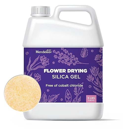 Silica Gel for Flower Drying 5 LB – Floral Desiccant for Preserving Roses & Wedding Bouquets – Color-Changing Orange to Green – Fast-Drying Crystals, Reusable & Reactivatable