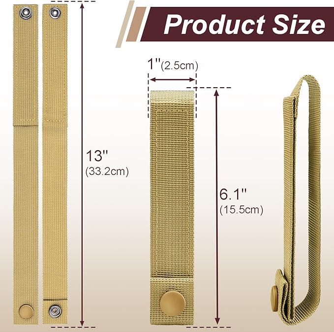 6 Inch Molle Straps with Snaps, 4 Pack Nylon Molle Webbing Strap, Tactical Strap Connectors for Backpack and Outdoor Bag