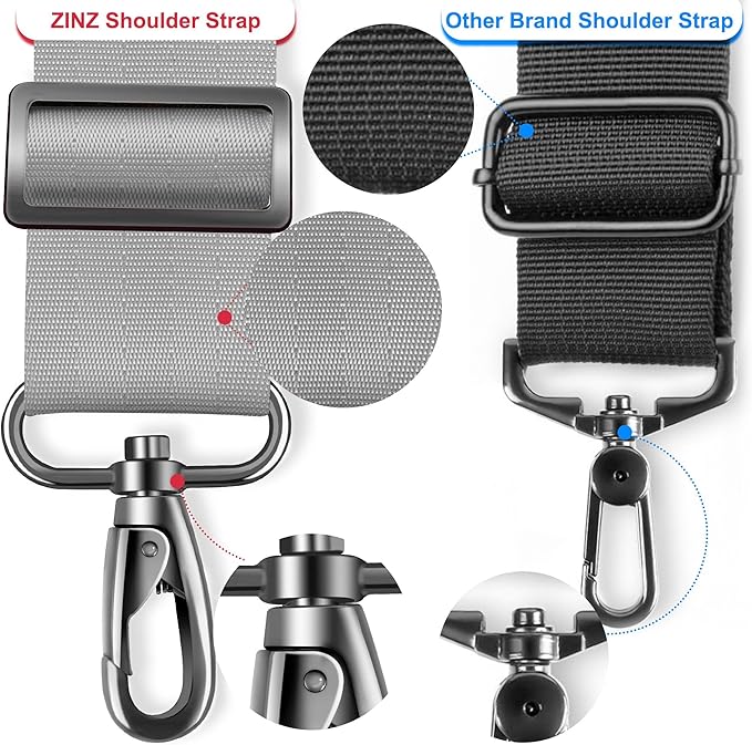 ZINMARK Shoulder Strap 59 inch, Extra-Thick Fixed Cushion Pad and Dual Clasps Universal Replacement Strap for Bags, Camera, Crossbody，Lawn mower -Gray
