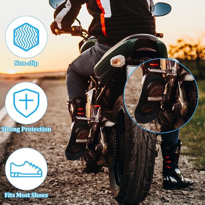 Tallew 2 Pack Motorcycle Shoe Protector - Shifter Cover & Boot Protector for Men & Women, Black