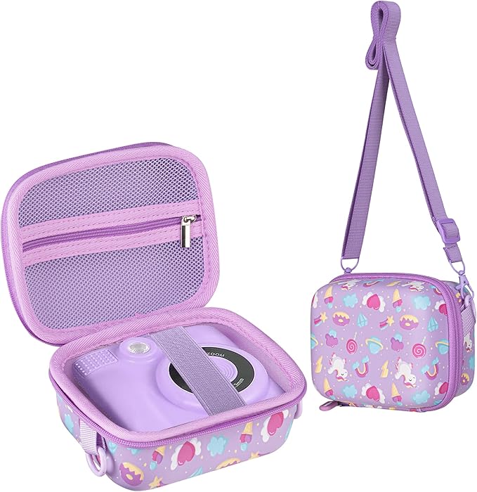 Leayjeen Kids Camera Case Compatible with ESOXOFFORE/Dylanto/GKTZ/HiMont/CAMCLID Kids Camera Instant Print for Holiday Gifts and Birthday Gifts for Kids 3-12 Years Old - Purple Unicorn (Case Only)