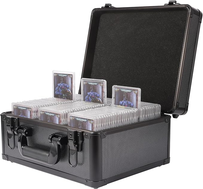 EcoVibe Graded Card Case, Aluminum Alloy Trading Card Storage Box with Carry Handle, Sports Card Case Holders with Dividers, Graded Card Storage Boxes Fits Psa, Tcg, Csg, Bgs, Sgc Slabs