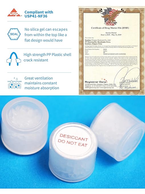 0.5 Gram 2000 Pack Silica Gel Canister, Silica Gel Capsules, Silica Gel Packets, Moisture Absorbers for Food Storage, Food Grade Desiccant Dehumidifiers