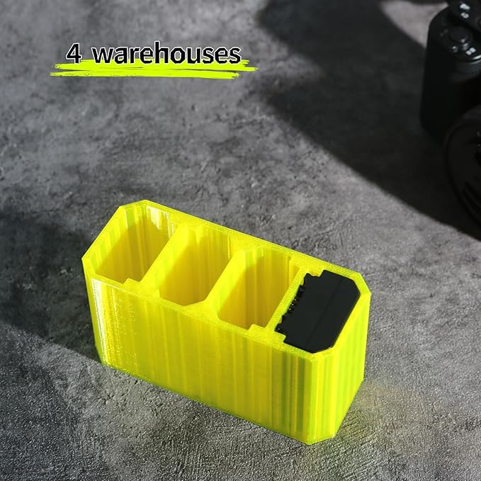 LingoFoto 2PCS Camera Battery Storage Soft Case with 4 Warehouses for Sony NP-FZ100 Camera Battery Protective Pack Case Holder (Yellow,Horizontal Arrangement of Four Warehouses)