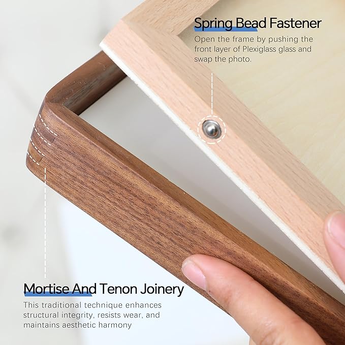 SoochART Walnut Wood Picture Frame,Picture 2x3 with Mat or 2.5x3.5 Without Mat,Standing Desk Photo Frame 2.5 by 3.5,Plexiglass,Tabletop or Wall Display