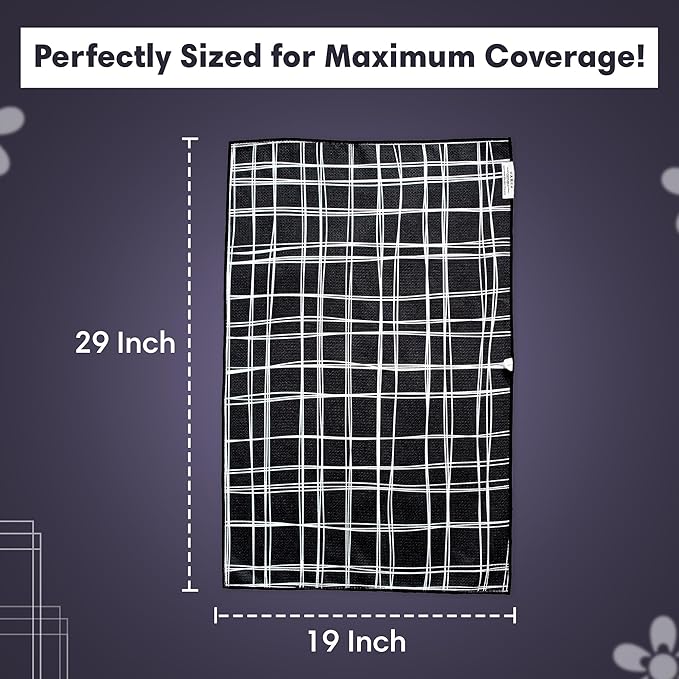 Reversible Microfiber Towel - Ultra Absorbent, Quick-Drying Hand Towels - Modern Design, Scratch-Free, Lint-Free for Kitchen, Bathroom, Car Cleaning - 19x29 Inches, Set of 1 (8 Track- Black/White)