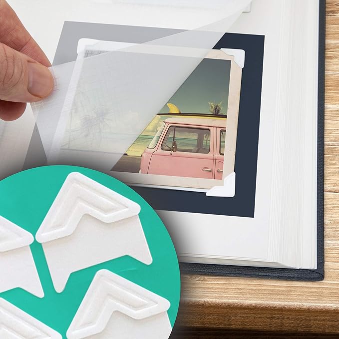 Photo Corner Stickers - 240 Adhesive Picture Mounting Corners for Scrapbooking and Photo Albums, Acid-Free and Easy to Use