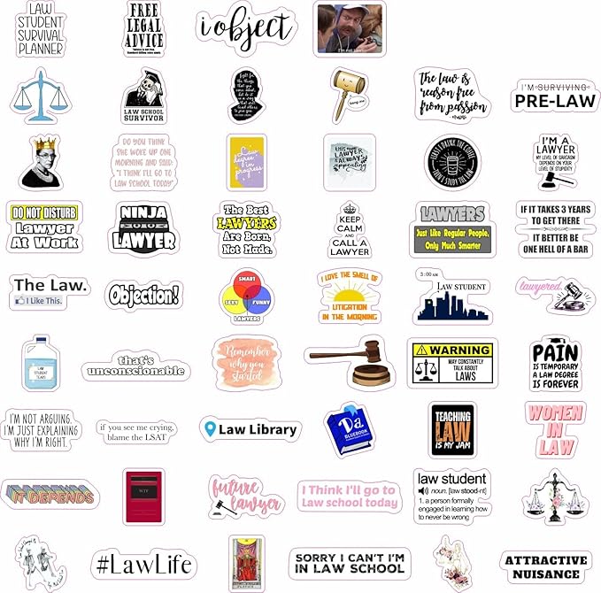BulbaCraft 100 Pcs Law School Stickers, Lawyer Stickers, Law School Gifts, Gifts for Women & Men
