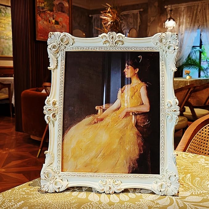 CISOO 8x10 Vintage Picture Frame White Antique Ornate Photo Frame, for Table Top and Wall Display, Decorative Floral Design Retro Home Decor, Photo Gallery Art