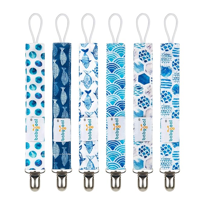 babygoal Baby Pacifier Clips, 6 Pack Pacifier Holder for Girls and Boys Fits for Most Pacifiers and Binkies 6MP12