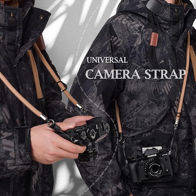 VOVMOEYA Camera Strap Rope,Camera Neck Strap Shoulder Strap for Fujifilm X100VI X100V XS20 XT5 for A6000 A6100 A6400 A6700 A7IV for Canon EOS R6 R10 for Nikon Zf Z5 Z30 - Khaki