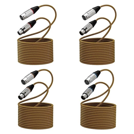 25ft XLR Cables 4 Pack, Braided Durable Male to Female Cords, OFC Shielded and Balanced Microphone Cable for Events Podcast
