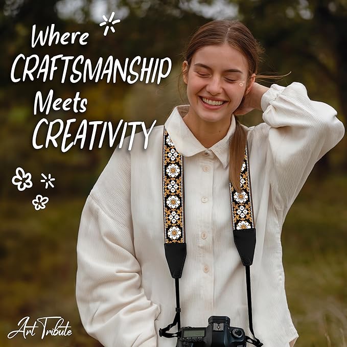 Art Tribute Camera Strap for All DSLR and Mirrorless Cameras. Add Your Name Or Initials Make It a Personalized Gift