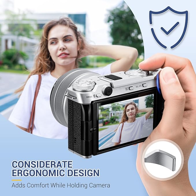 X-M5 Thumb Grip, Aluminum Alloy Metal Thumb Up Rest Grip for Fujifilm Fuji XM5 Camera with Hot Shoe Cover Protector Holder & Silicone Pad, Not Affect The Use of XM-5 Camera Buttons - Silver