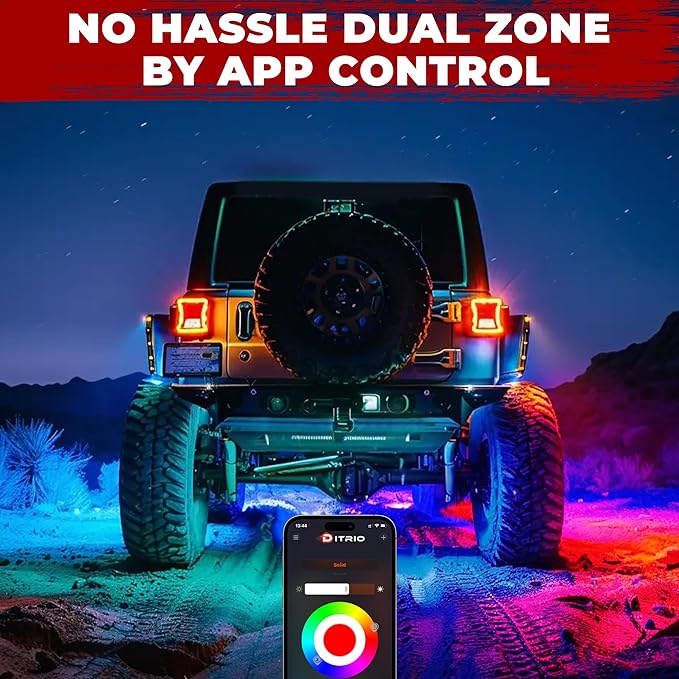 16 Pods Five Sided RGB Rock Lights for Trucks Jeep UTV SUV ATV Golf Cart, Multi Chasing Color App/Remote Control Led Rock Lights with Music Mode, Waterproof Exterior Underglow Kits for Cars
