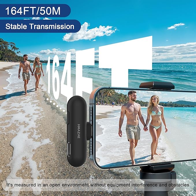 Mini Microphone for iPhone/iPad/Android, Professional Wireless Lavalier Microphone with Charging Case, USB-C Plug-Play, 3-Mode AI Denoise for Video Recording/Vlogging/YouTube/TikTok