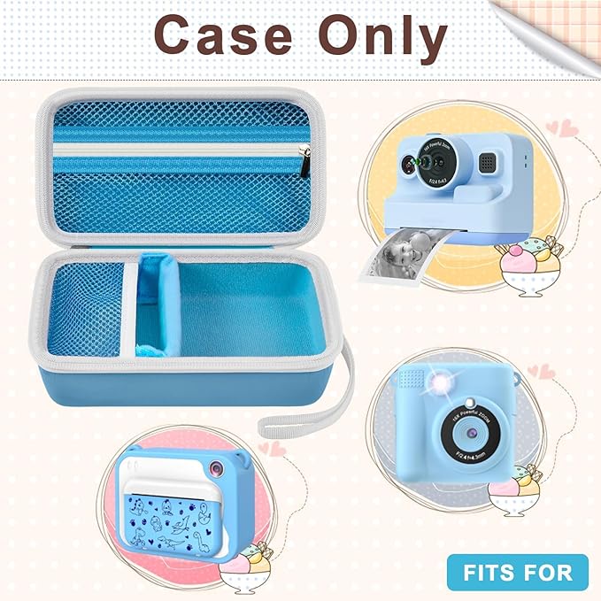 Case Compatible with DYLANTO for ESOXOFFORE for ETIKEZ for YTETCN for DUDUDRAGON Instant Print Camera, Kids Camera Storage for Accessories (Box Only) (Single Case, Blue)