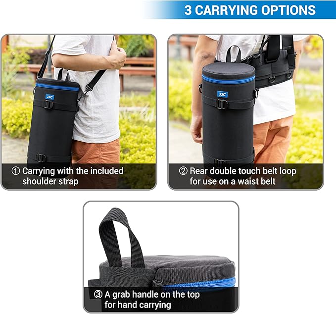 JJC Deluxe Lens Case Pouch Storage Bag for Canon RF 200-800mm f/6.3-9, Sony FE 200-600mm f/5.6-6.3, Nikkor Z 180-600mm f5.6-6.3 VR, Nikkor Z 600mm f6.3 VR Lens & More Lenses Below 5.5" x 14.6"(D x L)
