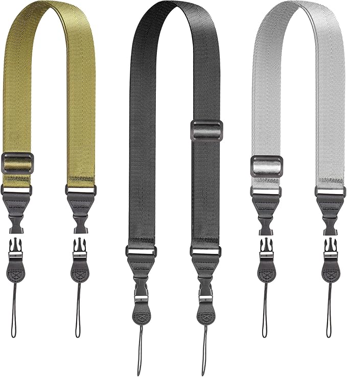 Qbily Universal Shoulder Strap 60 Inch - 3 Pieces, Adjustable Replacement Shoulder Neck Strap for iPhone, ipad, Tablet, Binoculars, Camera, Laptop, Luggage Bag （Grass Green, Black, Silver 3 Colors）