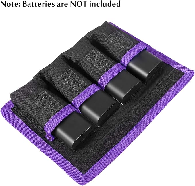 Meking Battery Storage Case Bag with 4 Pockets for DSLR Camera, Suitable for AA/AAA Battery and LP-E6 LP-E8 LP-E10 LP-E12, EN-EL14 EN-EL15, NP-FW50 NP-F550 NP-FM500H
