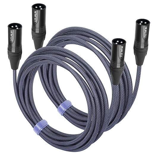 15FT 3Pin XLR Male to Male Audio Cable,Hi-End (OFC) Silver Plated Connector Studio Mixer Amplifier Adapter Cable-2 Pack