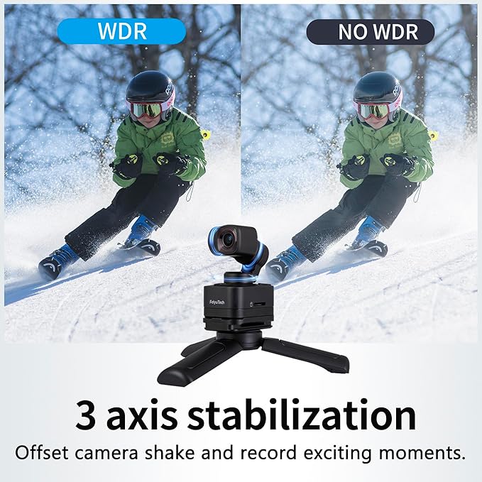 FeiyuTech [Official Pocket 3 KIT Detachable 3-Axis Gimbal Stabilized Action Camera,12MP,130° FOV,1/2.3" CMOS,4K 60 Video,Magnetic,AI Tracking,for Sport/Motorcycle,Cordless (Remote Handle+Camera)