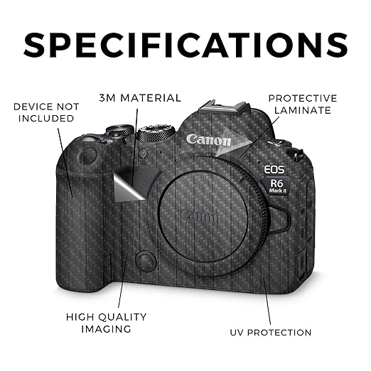 Carbon Fiber Camera Skin Compatible with Canon EOS R6 Mark II Camera (2022) - Black Wood - Premium 3M Vinyl Protective Wrap Decal Cover - Easy to Apply | Crafted in The USA by MightySkins