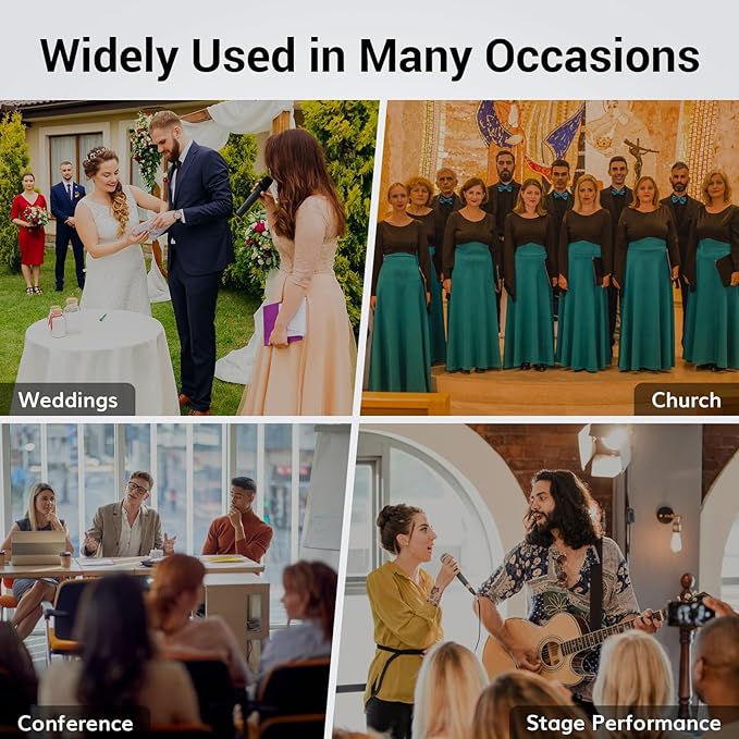 TONOR Wireless Microphone System, 4 * 10-Channel UHF Cordless Handheld Mic Set with Headset/Lavalier Lapel Mics, Bodypack Transmitter, Receiver, 60 m/200ft Range for Karaoke Singing Church PA Speaker