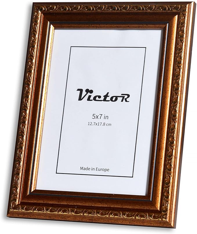 VictoR Picture Frame Chagall 5x7 Picture Frame Brown Gold - Vintage Picture Frames with Shutterproof Acrylic Glass - 5 x 7 Photo Frame - Antique