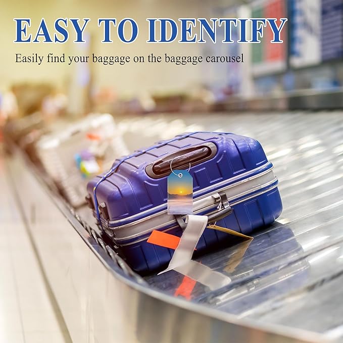 Luggage Tags for Suitcases, Personalized Luggage Tag, Cute Bag Tags for Backpacks Handbag School Instrument with Name ID Label Travel Essentials, Unique Fun Baggage Tags 2 Pack, Sunrise