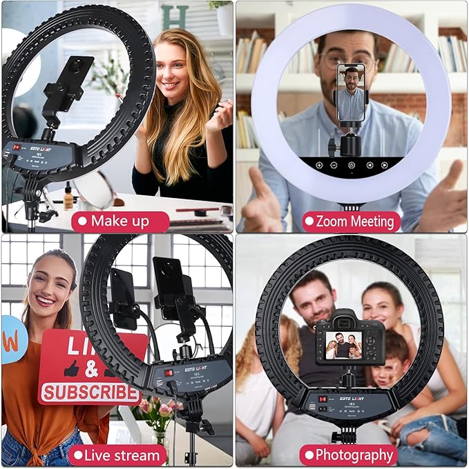 Upgraded 18 inch LED Ring Light with Tripod Stand, Selfie Ring Light with Touch Panel for Makeup Studio Portrait YouTube Vlog Video Shooting with Carrying Bag and Remote Controller, CRI>90