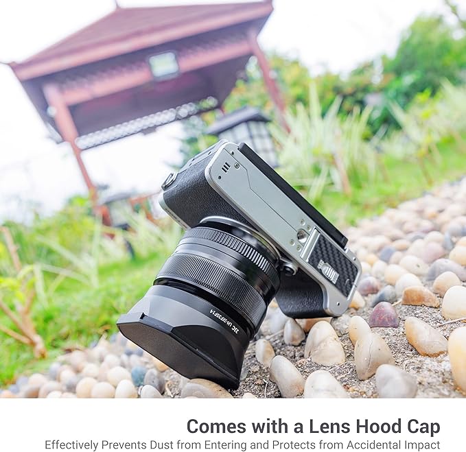 JJC Metal Square Lens Hood Shade for Fuji Fujifilm XF 35mm f/1.4 R Lens, XF35mm F1.4 R Lens Hood, with Protective Lens Hood Cap, No Vignetting, Not Affect The Use of 52mm Filter