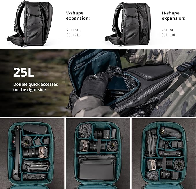 PGYTECH OneMo 2 25L-33L Camera Backpack with Shoulder Bag for 16“ Laptop for Photographers, Waterproof DSLR Backpack for Canon/Nikon/Sony, Drone Back for DJI Mini 3 Pro/Mavic 3/ FPV(Olivine Camo)