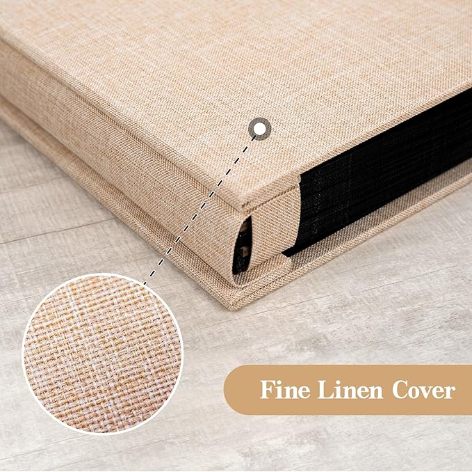 potricher Small Photo Album 4x6 200 Photos Linen Cover Picture Photo Book for Family Wedding Anniversary Baby Vacation (Beige,200 Pockets)