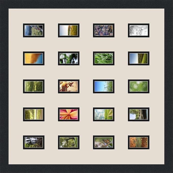 Art to Frames Double-Multimat-398-754/89-FRBW26079 Collage Photo Frame Double Mat with 20 - 2x3 Openings and Satin Black Frame