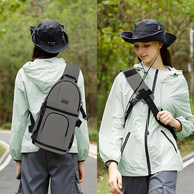 MOSISO Camera Sling Bag, DSLR/SLR/Mirrorless Camera Case Shockproof Photography Camera Backpack with Tripod Holder & Removable Modular Inserts Compatible with Canon/Nikon/Sony/Fuji, Gray
