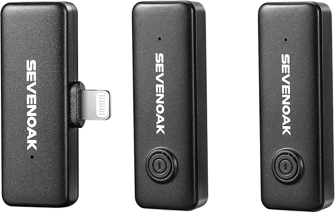 Sevenoak Wireless Lavalier Microphone for iPhone,MFi Certified, Plug Play Noise Cancelling Lapel Mic with 196ft Transmission,10H Working Time,Cordless Clip on Mic for Video Recording Live Streaming