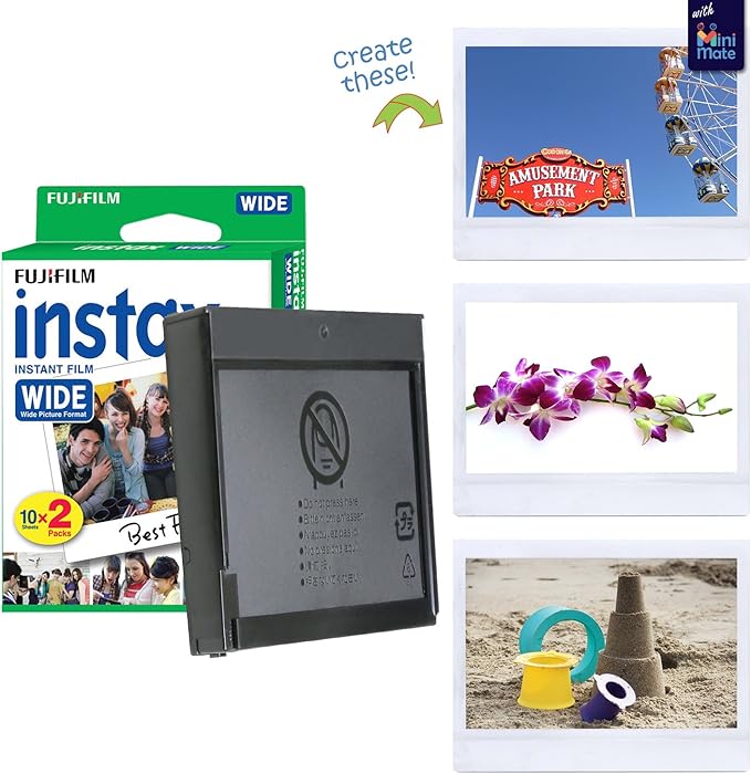 Fujifilm Instax Wide Instant Film 2 Pack, 40 Sheets + 5 Plastic Desk Frames + Decor Film Boder Frames