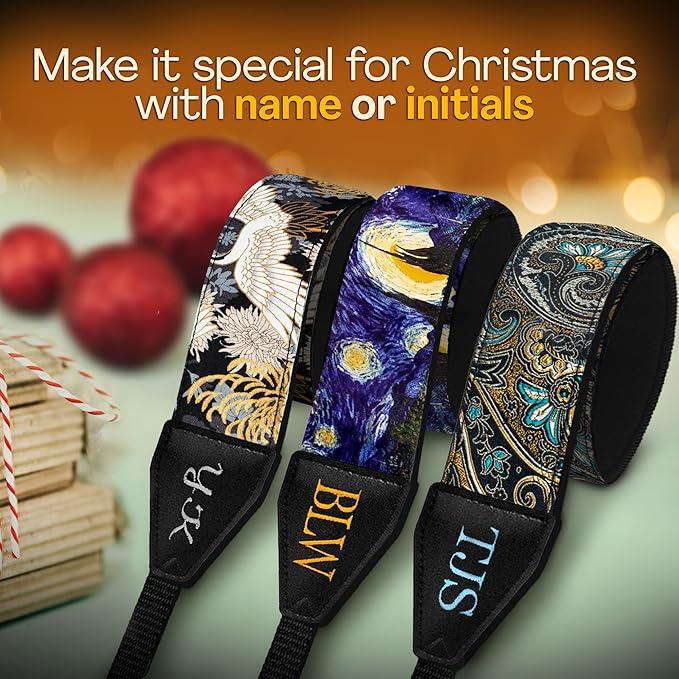 Art Tribute Camera Strap for All DSLR and Mirrorless Cameras. Add Your Name Or Initials Make It a Personalized Gift