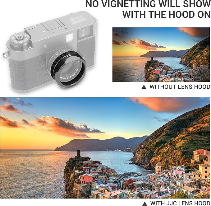 Metal Square X Half Lens Hood Sun Shade with Lens Cap for Fuji Fujifilm X Half Xhalf Digital Camera, Protective Cover Shading Hood Protector, Block Stray Light Reduce Flare - Dark Gray