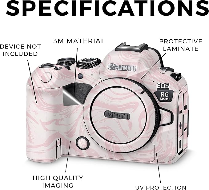 Glossy Glitter Camera Skin Compatible with Canon EOS R6 Mark II Camera (2022) - Silky Pink - Premium 3M Vinyl Protective Wrap Decal Cover - Easy to Apply | Crafted in The USA by MightySkins