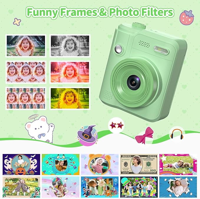 Kids Camera Gifts for Girls Boys - Christmas Birthday Xmas Gift for Girl Boy Age 3 4 5 6 7 8 9 10 11 12 Year Old - Instant Print Digital Toys Ages 3-5 6-8 8-12 Years Olds - Toddler Learning Kid Toy