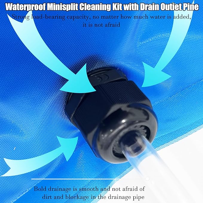 Mini Split Cleaning Kit for Wall-Mounted Air Conditioners - DIY AC Cleaning Bag with Drain Pipe, Kettle & Brush, Reusable Waterproof Cleaning Cover for Home/Office/Hotel