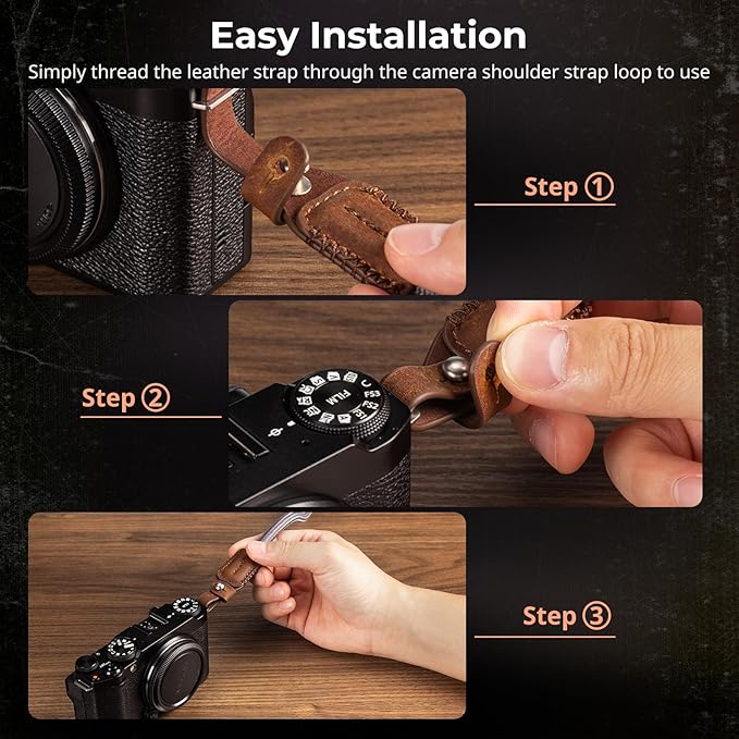 SMALLRIG Rope Camera Neck Shoulder Strap, Adjustable Braided Shoulder Strap with O-Ring and Leather Pad